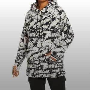 ZELLA NEW Cozy Up Polar Fleece Hoodie Beige‎ Pumice Rosso Print Large